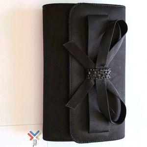 Satin black clutch
